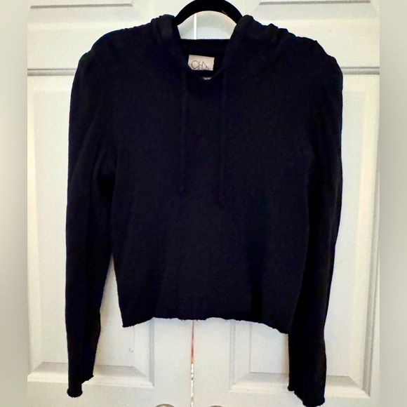 Chaser Sz M Puff Sleeve Cropped Cotton Hoodie - Picture 4 of 5